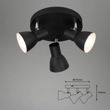 Briloner 2860-035 - Taškinis šviestuvas CUP 3xE14/25W/230V juodas