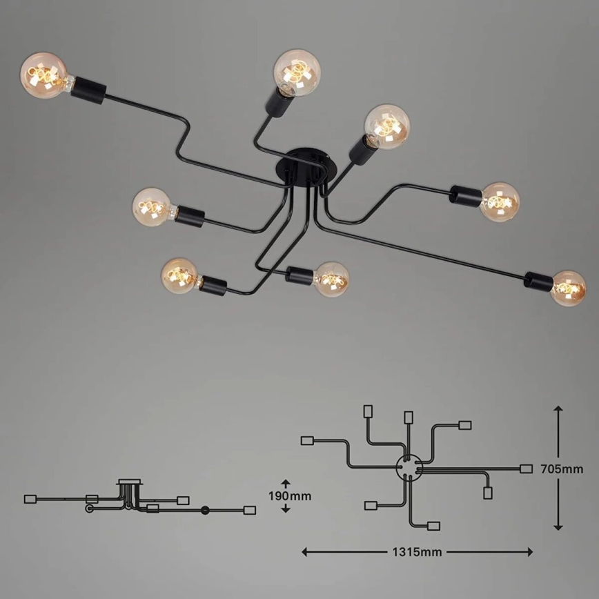 Briloner 2888-085 - Tvirtinamas sietynas FARETTO 8xE27/60W/230V juoda