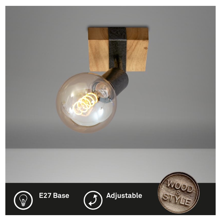 Briloner 2900-011 - Sieninis akcentinis šviestuvas WOOD BASIC 1xE27/25W/230V