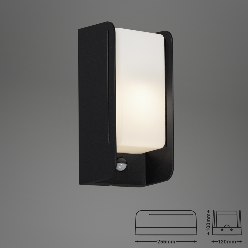 Briloner 3017-015 – Lauko sieninis šviestuvas su jutikliu BOKS 1xE27/12W/230V IP44