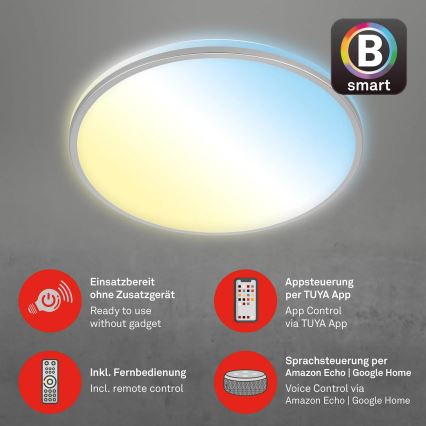 Briloner 3065-014 - Reguliuojamas LED lubų šviestuvas IVY LED/42W/230V Wi‑Fi Tuya Ø 49 cm + nuotolinis pultas