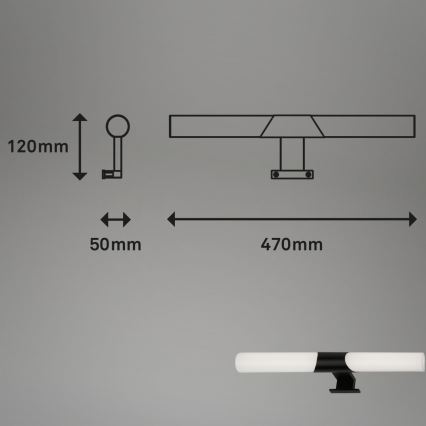 Briloner 3113-115 - LED vonios veidrodžio apšvietimas LED/12W/230V IP44 47 cm juoda