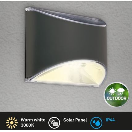Briloner 3133015 - LED sieninis šviestuvas, įkraunamas saulės energija LED/2W/3,7V IP44 3000K