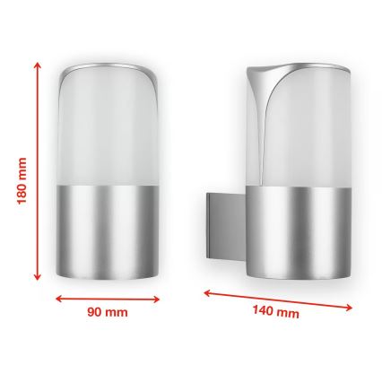 Briloner 320304TF - Lauko sieninis šviestuvas 1xE27/12W/230V IP44, sidabrinis