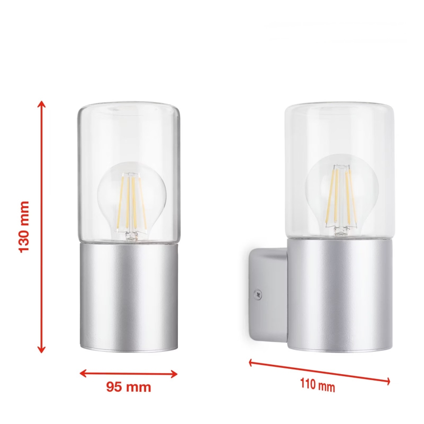 Briloner 320504TF - Lauko sieninis šviestuvas 1xE27/12W/230V IP44 sidabras