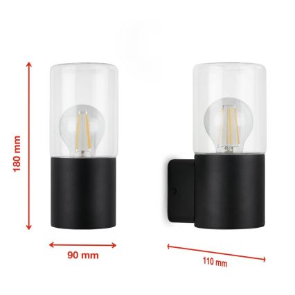 Briloner 320505TF - Lauko sieninis šviestuvas 1xE27/12W/230V IP44 juoda
