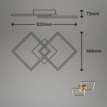 Briloner 3210-017 - LED reguliuojamas lubų šviestuvas FRAME 2xLED/11W/230V auksinės spalvos