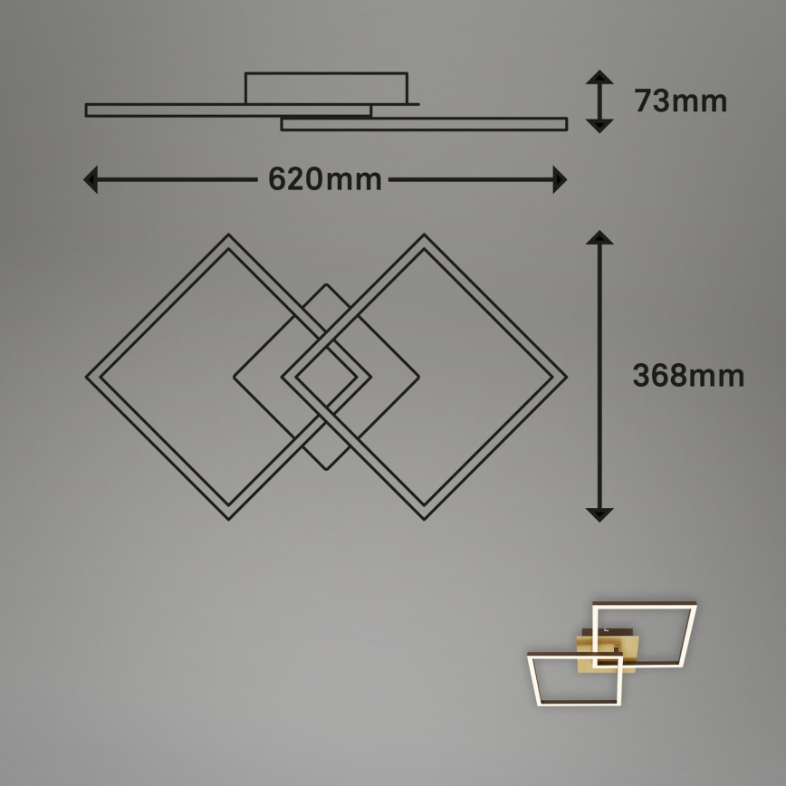 Briloner 3210-017 - LED reguliuojamas lubų šviestuvas FRAME 2xLED/11W/230V auksinės spalvos