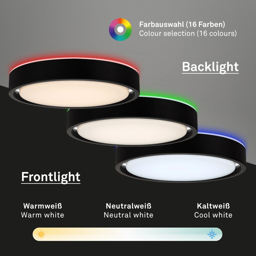 Briloner 3227-015 - LED RGB pritemdomas lubinis šviestuvas su jutikliu TALENA LED/24W/230V juoda + nuotolinio valdymo pultas
