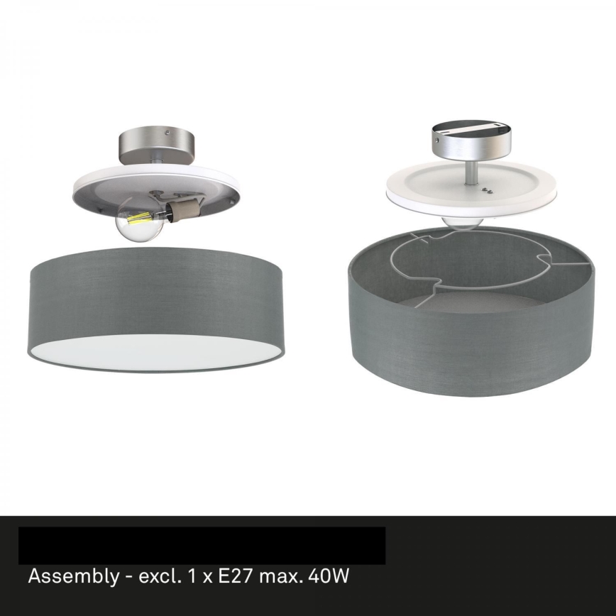 Briloner 3375-024 - Lubinis šviestuvas 1xE27/40W/230V diametras 30 cm pilka