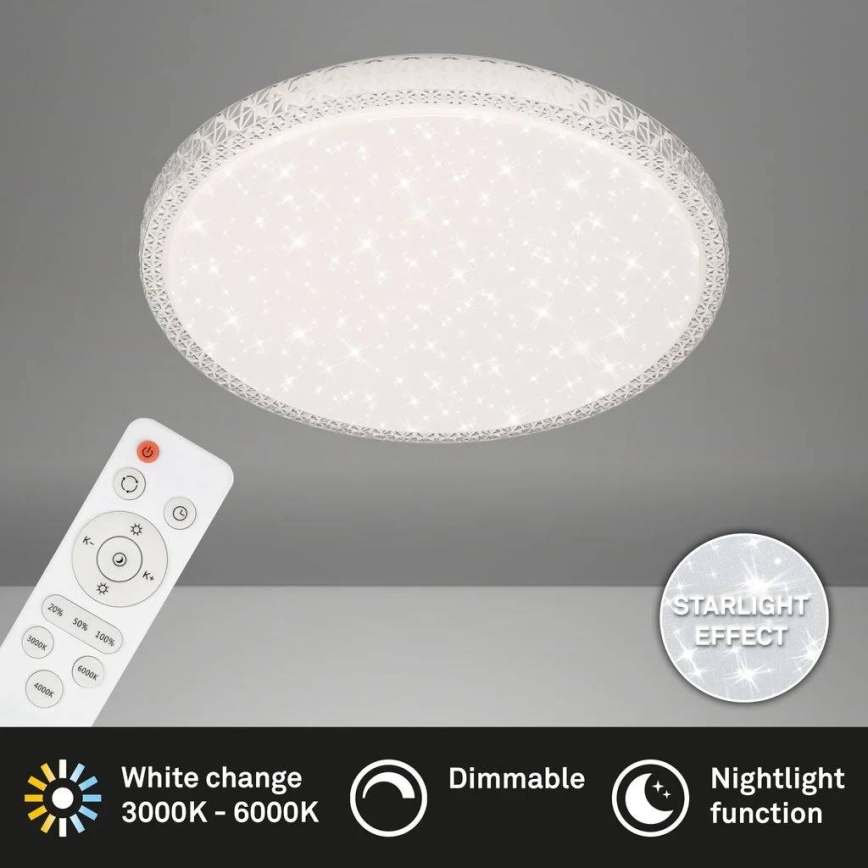 Briloner 3412-016 - LED dimeriu reguliuojamas lubinis šviestuvas STAR SKY LED/24W/230V 3000/4000/6000K skersmuo 39 cm + su nuotolinio valdymo pultu