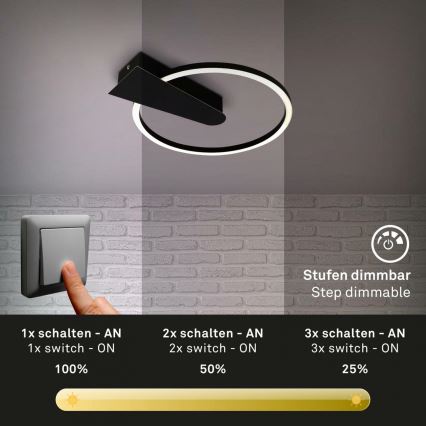 Briloner 3542-015 - LED Pritemdomas lubinis šviestuvas NICO LED/12W/230V juoda