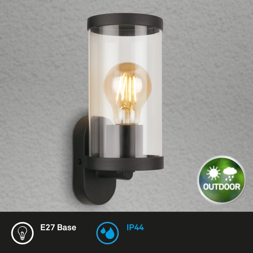 Briloner 3600-015 - Lauko sieninis šviestuvas KAIRO 1xE27/12W/230V IP44 juoda