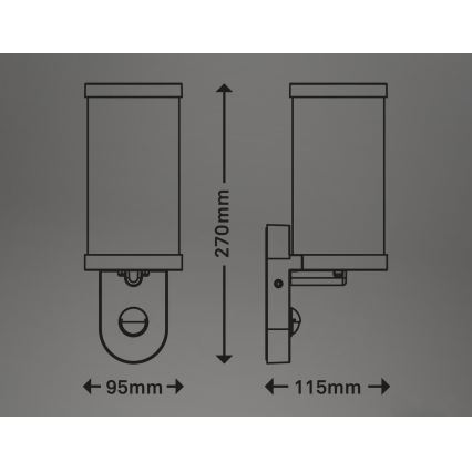 Briloner 3628-016 - Lauko sieninis šviestuvas su jutikliu KAIRO 1xE27/12W/230V IP44 balta