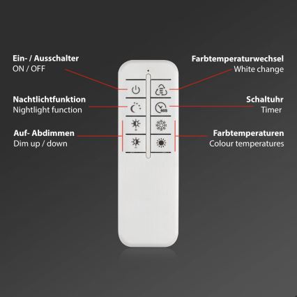 Briloner 3640-012 - LED Pritemdomas lubinis šviestuvas LED/25W/230V 2700-6500K + nuotolinio valdymo pultas