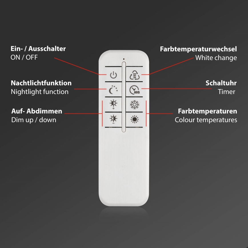 Briloner 3640-012 - LED reguliuojamas lubų šviestuvas LED/25W/230V 2700-6500K + nuotolinis valdymas