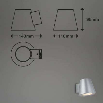 Briloner 3645-014 - LED sieninis lauko šviestuvas NEAPEL 1xGU10/4,9W/230V IP44