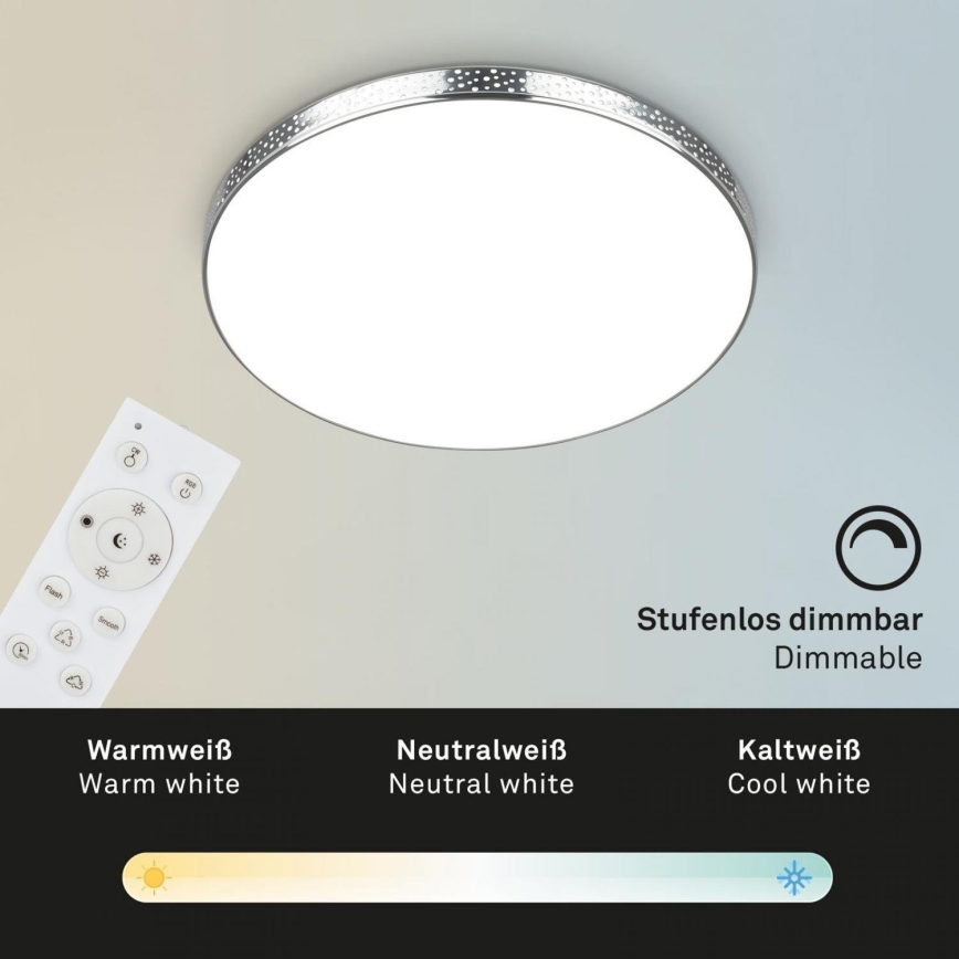 Briloner 3679-018 - LED RGB Pritemdomas sieninis vonios šviestuvas MAGA LED/18,5W/230V 3000-6500K diametras 35,5 cm + nuotolinio valdymo pultas
