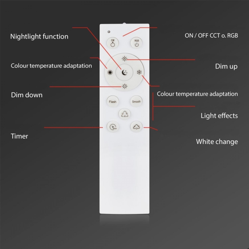 Briloner 3679-018 - LED RGB Pritemdomas sieninis vonios šviestuvas MAGA LED/18,5W/230V 3000-6500K diametras 35,5 cm + nuotolinio valdymo pultas