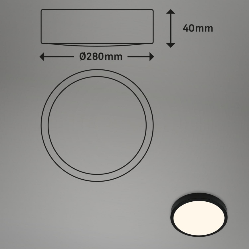 Briloner 3700-015 - LED lubinis šviestuvas RUNA LED/16W/230V 3000K diametras 28 cm juoda