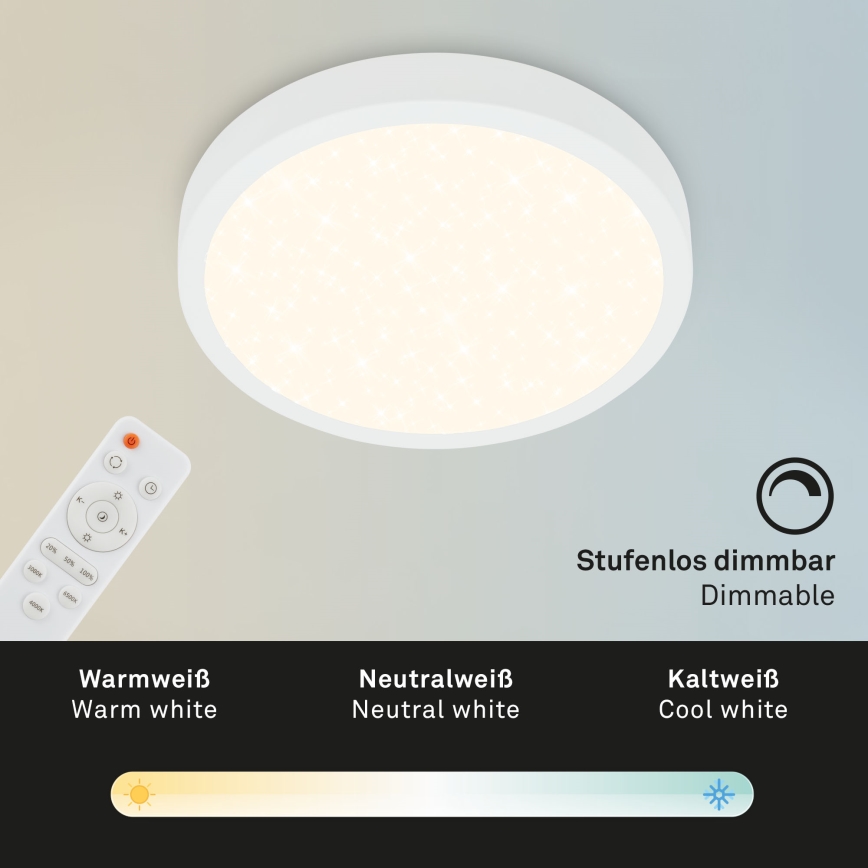 Briloner 3701-016 - LED Pritemdomas lubinis šviestuvas RUNA LED/18W/230V 2700-6500K balta + nuotolinio valdymo pultas