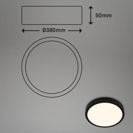 Briloner 3703-015 - LED lubinis šviestuvas RUNA LED/24W/230V 3000K diametras 38 cm juoda
