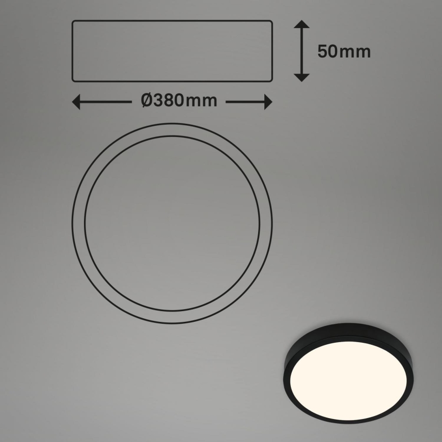 Briloner 3703-015 - LED lubinis šviestuvas RUNA LED/24W/230V 3000K diametras 38 cm juoda