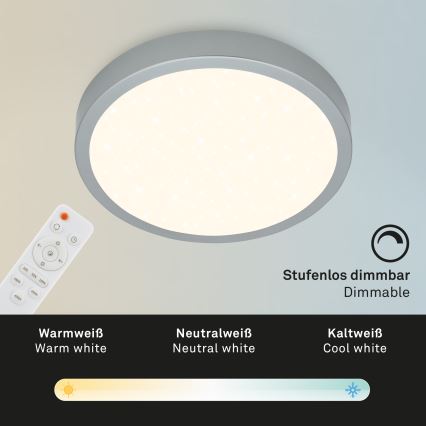 Briloner 3704-014-LED Pritemdomas lubinis šviestuvas RUNA LED/22W/230V 2700-6500K sidabras + nuotolinio valdymo pultas