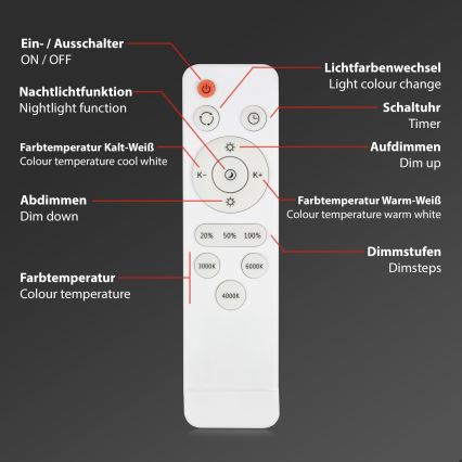 Briloner 3704-014-LED Pritemdomas lubinis šviestuvas RUNA LED/22W/230V 2700-6500K sidabras + nuotolinio valdymo pultas