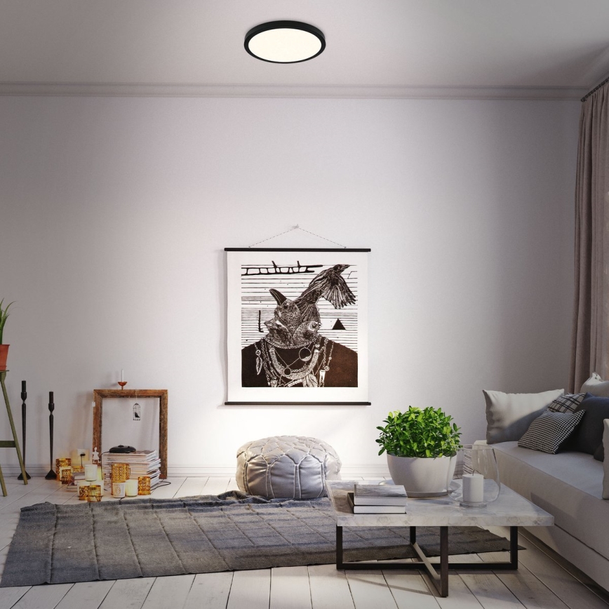 Briloner 3704-015 - LED Pritemdomas lubinis šviestuvas RUNA LED/22W/230V 2700-6500K juoda + nuotolinio valdymo pultas