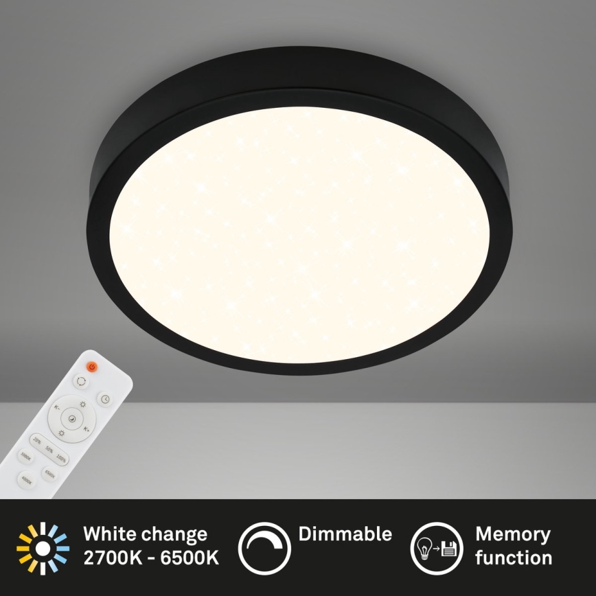 Briloner 3704-015 - LED Pritemdomas lubinis šviestuvas RUNA LED/22W/230V 2700-6500K juoda + nuotolinio valdymo pultas