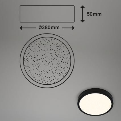 Briloner 3704-015 - LED Pritemdomas lubinis šviestuvas RUNA LED/22W/230V 2700-6500K juoda + nuotolinio valdymo pultas