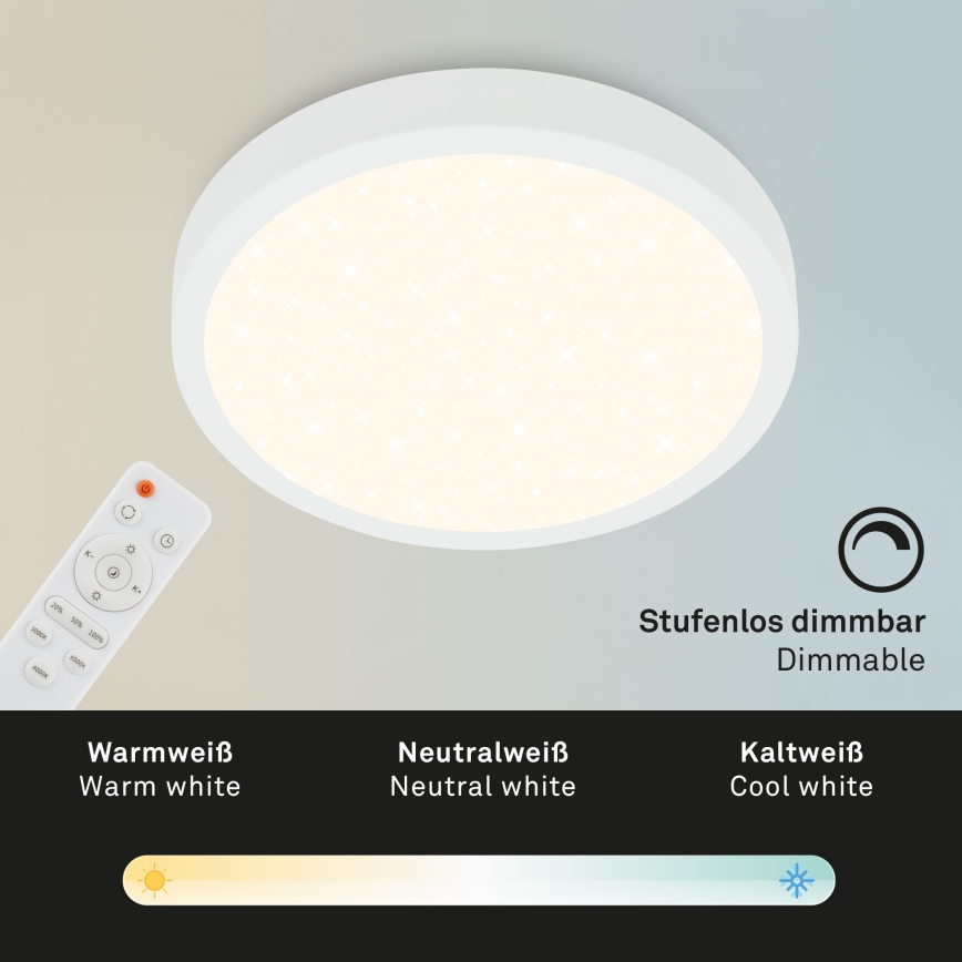 Briloner 3704-016 - LED Pritemdomas lubinis šviestuvas RUNA LED/22W/230V 2700-6500K balta + nuotolinio valdymo pultas