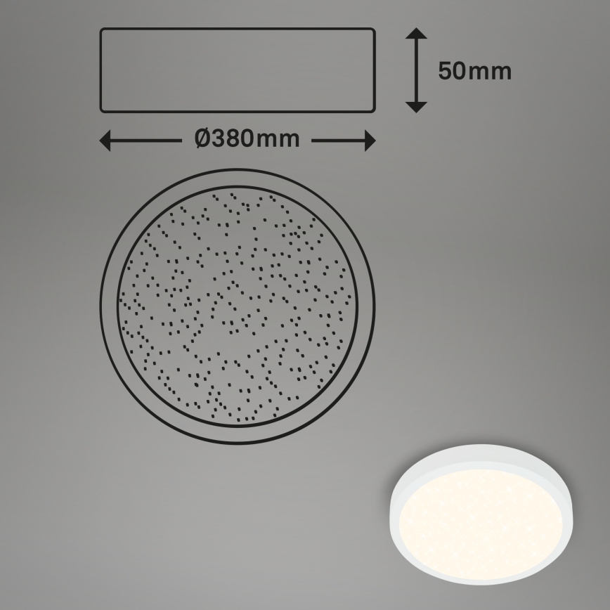 Briloner 3704-016 - LED Pritemdomas lubinis šviestuvas RUNA LED/22W/230V 2700-6500K balta + nuotolinio valdymo pultas