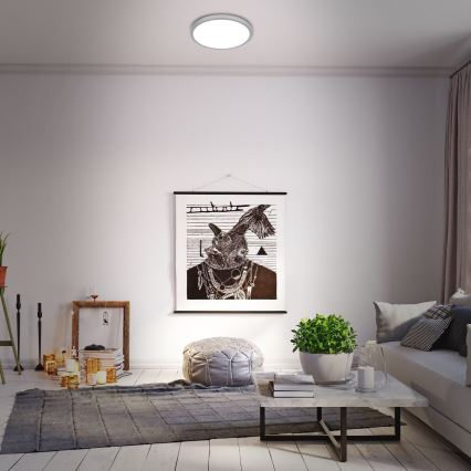Briloner 3709-014 - LED RGBW Reguliuojamas lubinis šviestuvas LED/22W/230V 4000K diametras 38 cm sidabras + nuotolinio valdymo pultas