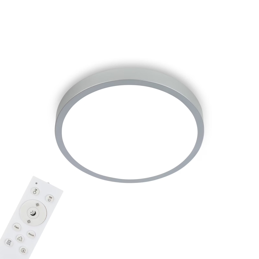 Briloner 3709-014 - LED RGBW Reguliuojamas lubinis šviestuvas LED/22W/230V 4000K diametras 38 cm sidabras + nuotolinio valdymo pultas