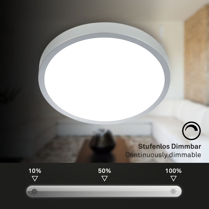 Briloner 3709-014 - LED RGBW Reguliuojamas lubinis šviestuvas LED/22W/230V 4000K diametras 38 cm sidabras + nuotolinio valdymo pultas