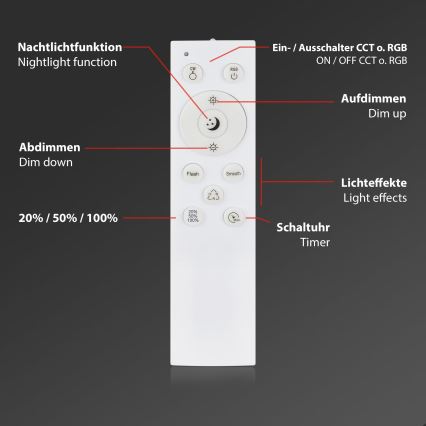 Briloner 3709-014 - LED RGBW Reguliuojamas lubinis šviestuvas LED/22W/230V 4000K diametras 38 cm sidabras + nuotolinio valdymo pultas