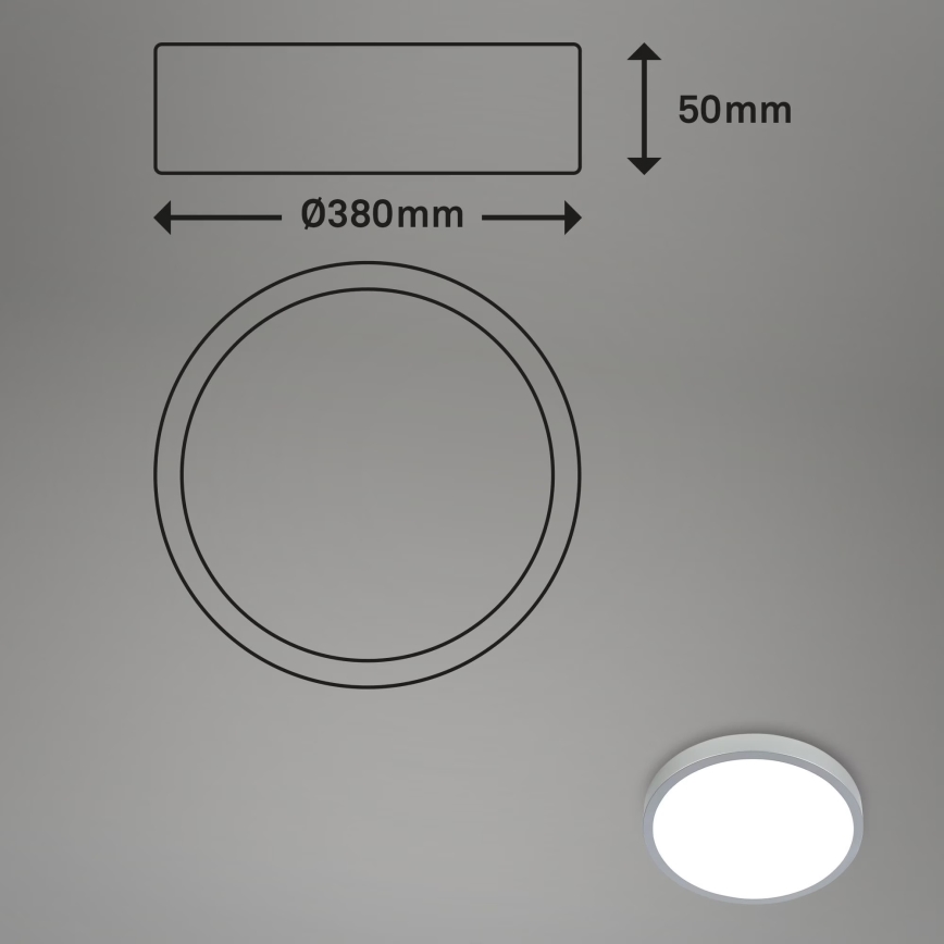 Briloner 3709-014 - LED RGBW Reguliuojamas lubinis šviestuvas LED/22W/230V 4000K diametras 38 cm sidabras + nuotolinio valdymo pultas