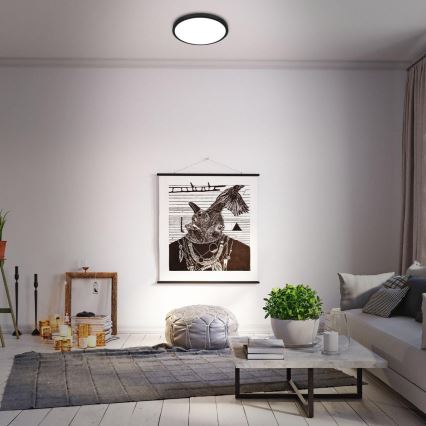 Briloner 3709-015 - LED RGBW Reguliuojamas lubinis šviestuvas LED/22W/230V 4000K diametras 38 cm juoda + nuotolinio valdymo pultas