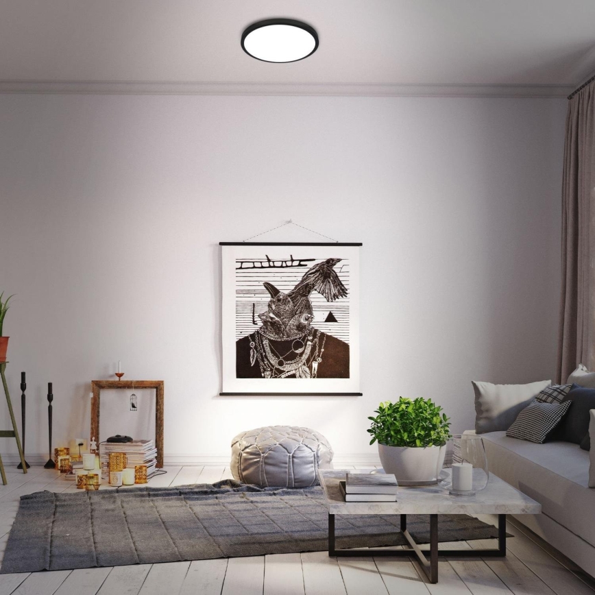 Briloner 3709-015 - LED RGBW Reguliuojamas lubinis šviestuvas LED/22W/230V 4000K diametras 38 cm juoda + nuotolinio valdymo pultas