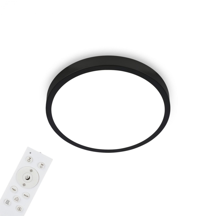 Briloner 3709-015 - LED RGBW Reguliuojamas lubinis šviestuvas LED/22W/230V 4000K diametras 38 cm juoda + nuotolinio valdymo pultas