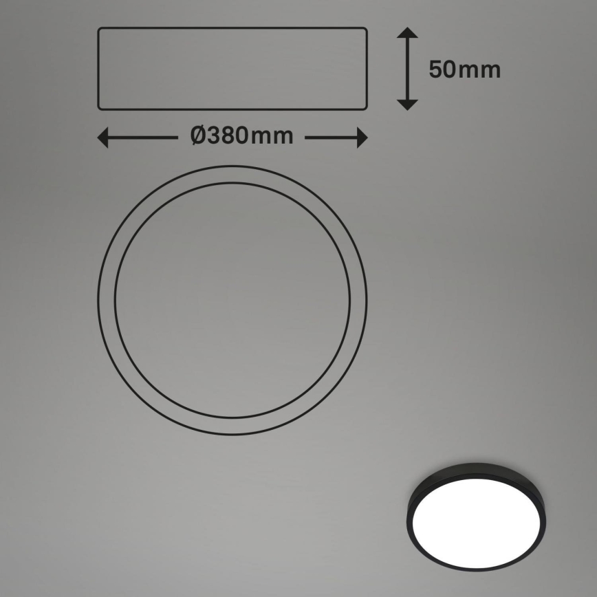 Briloner 3709-015 - LED RGBW Reguliuojamas lubinis šviestuvas LED/22W/230V 4000K diametras 38 cm juoda + nuotolinio valdymo pultas
