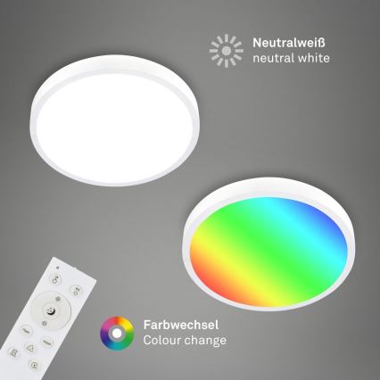 Briloner 3709-016 - LED RGBW Reguliuojamas lubinis šviestuvas LED/22W/230V 4000K diametras 38 cm balta + nuotolinio valdymo pultas
