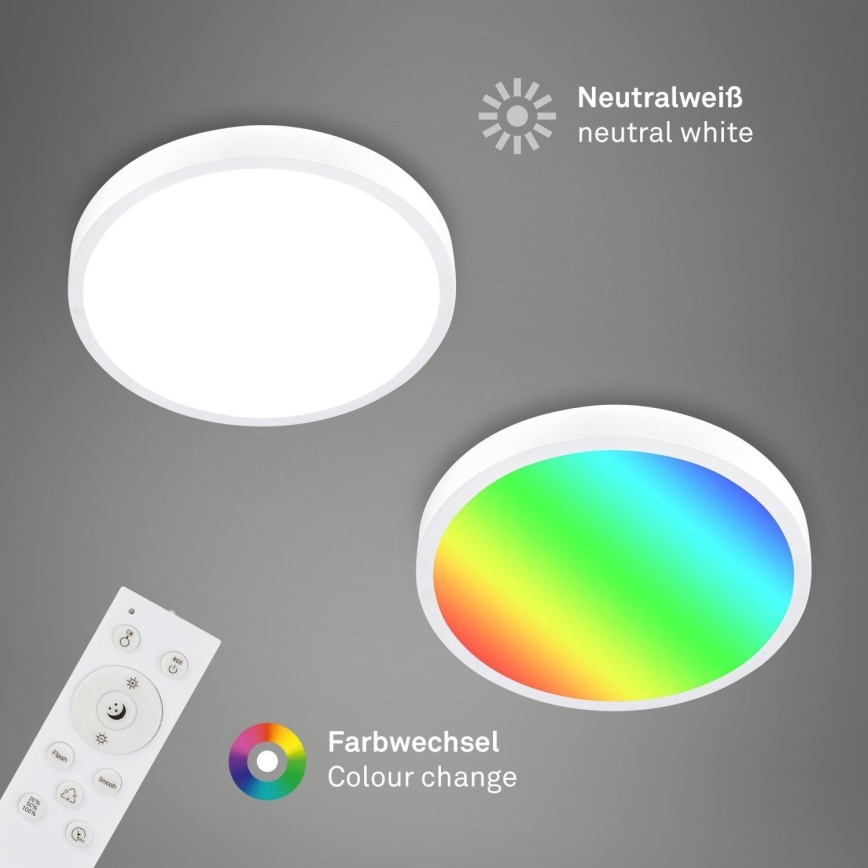 Briloner 3709-016 - LED RGBW Reguliuojamas lubinis šviestuvas LED/22W/230V 4000K diametras 38 cm balta + nuotolinio valdymo pultas