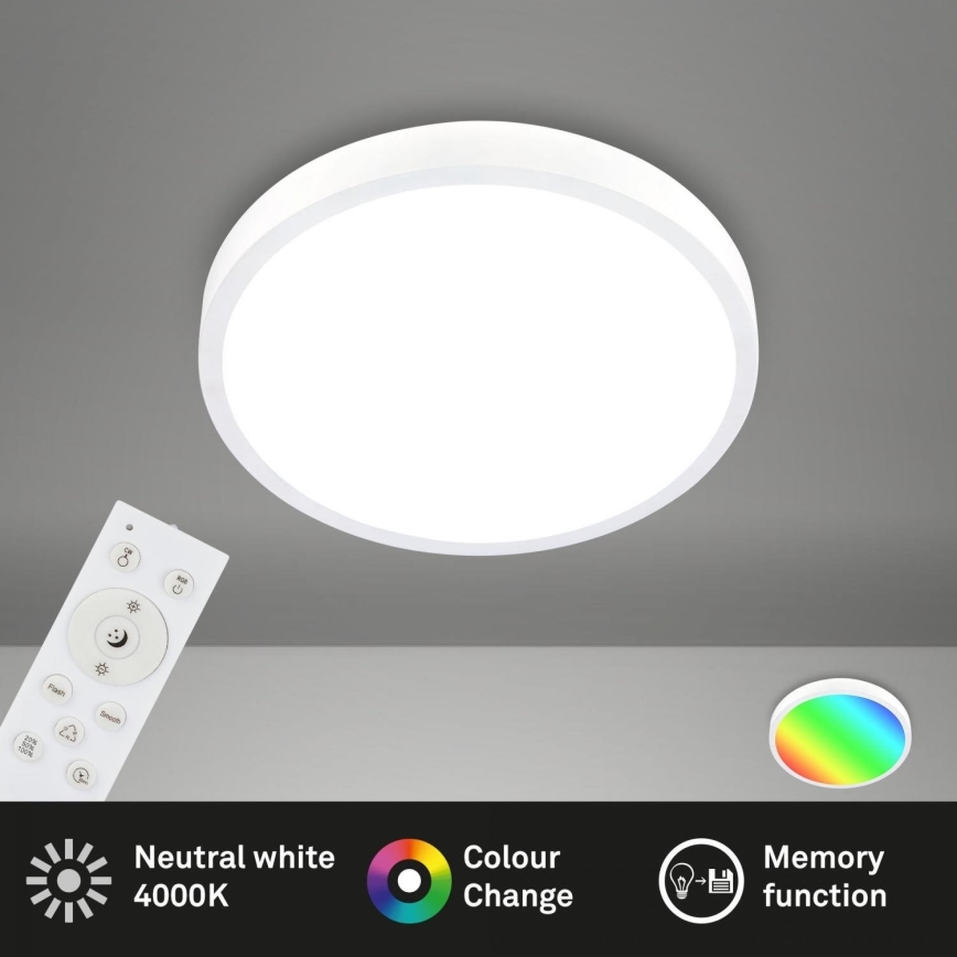 Briloner 3709-016 - LED RGBW Reguliuojamas lubinis šviestuvas LED/22W/230V 4000K diametras 38 cm balta + nuotolinio valdymo pultas