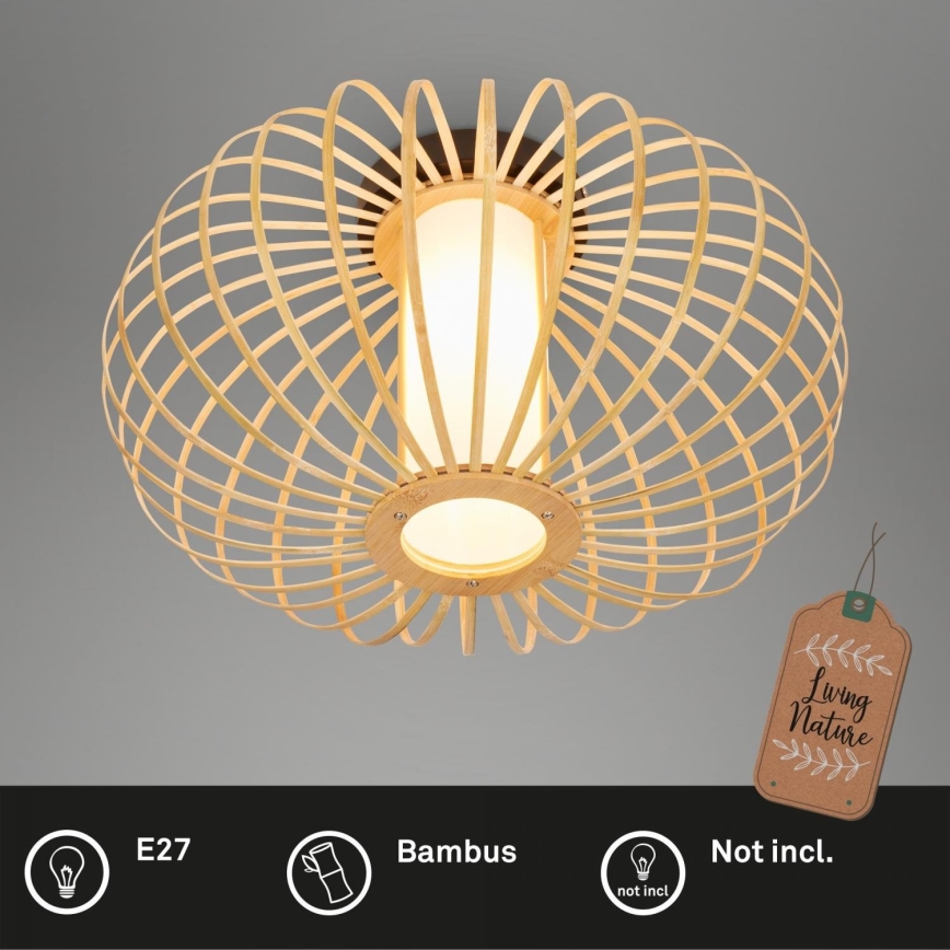Briloner 3759011 - Lubinis šviestuvas 1xE27/10W/230V diametras 40 cm bambukas