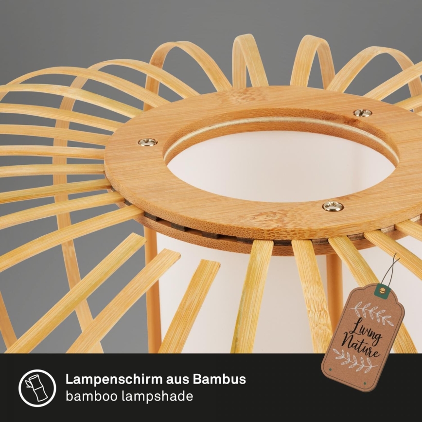 Briloner 3759011 - Lubinis šviestuvas 1xE27/10W/230V diametras 40 cm bambukas