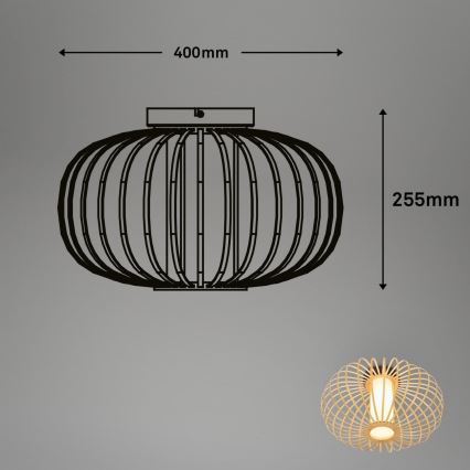 Briloner 3759011 - Lubinis šviestuvas 1xE27/10W/230V diametras 40 cm bambukas