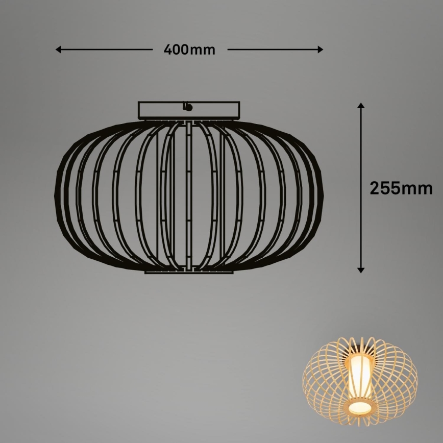 Briloner 3759011 - Lubinis šviestuvas 1xE27/10W/230V diametras 40 cm bambukas